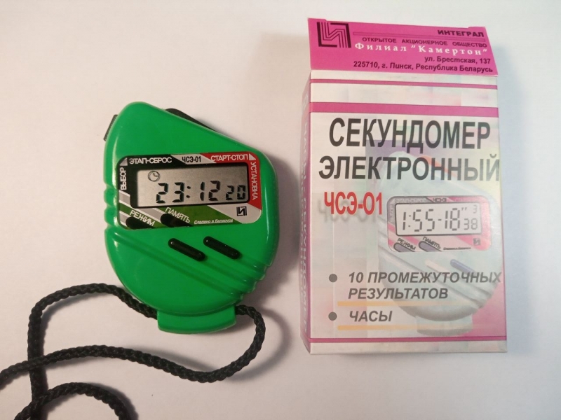 Часы-секундомер Интеграл ЧСЭ-01 зеленые
